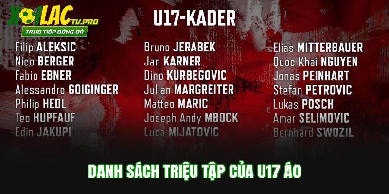 Danh sách triệu tập của U17 Áo