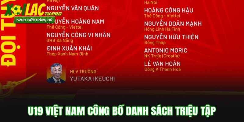 U19 Việt Nam công bố danh sách triệu tập